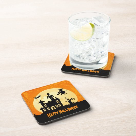 Halloween Moonlight Haunted House in Graveyard Bier Onderzetter (Rechterzijde)