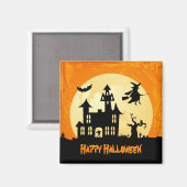 Halloween Moonlight Haunted House in Graveyard Magneet (Voorkant / Achterkant)
