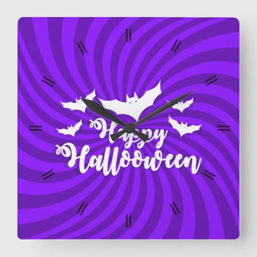 Halloween Moonlight Haunted House Square Wall Cloc Vierkante Klok (Voorkant)