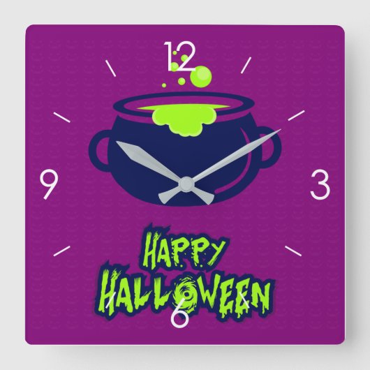 Halloween Moonlight Haunted House Square Wall Cloc Vierkante Klok (Voorkant)