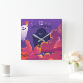Halloween Moonlight Haunted House Square Wall Cloc Vierkante Klok (Huis)