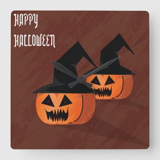 Halloween Moonlight Haunted House Square Wall Cloc Vierkante Klok (Voorkant)