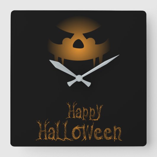 Halloween Moonlight Haunted House Square Wall Cloc Vierkante Klok (Voorkant)