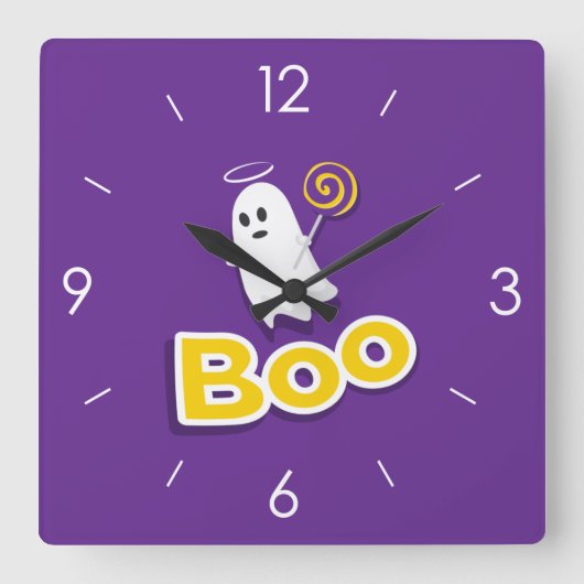 Halloween Moonlight Haunted House Square Wall Cloc Vierkante Klok (Voorkant)