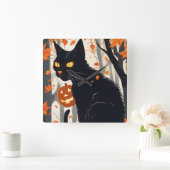 Halloween Moonlight Haunted House Vierkante Klok (Huis)