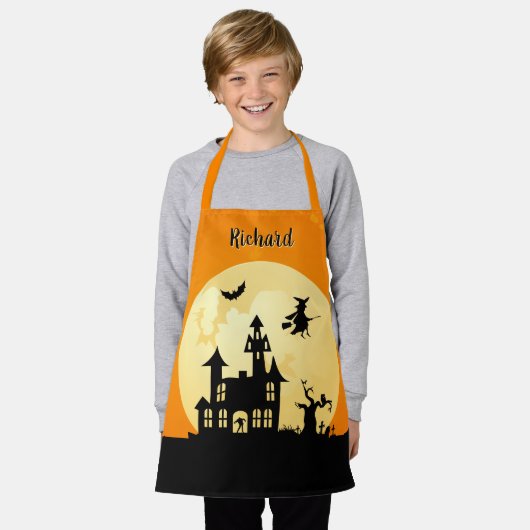 Halloween Moonlight spookhuis voor kinderen Schort (Gedragen)