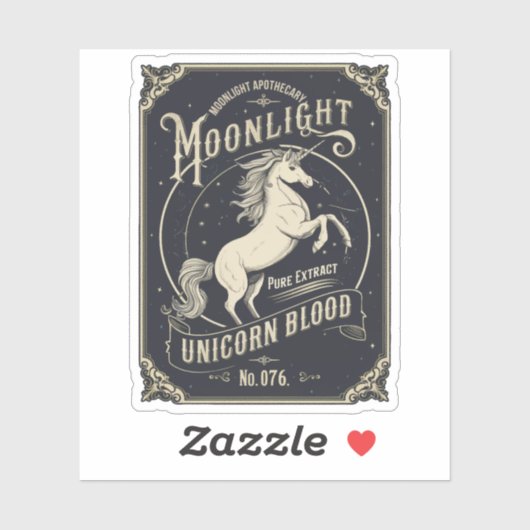 Halloween Moonlight Unicorn Blood Magic Potion Sticker (Vel)