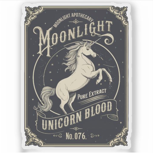 Halloween Moonlight Unicorn Blood Magic Potion Sticker (Voorkant)