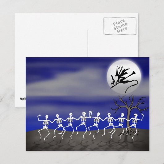 Halloween Moonlit Party Scene Briefkaart (Voorkant / Achterkant)