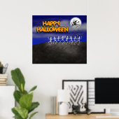 Halloween Moonlit Party Scene Poster (Thuiskantoor)