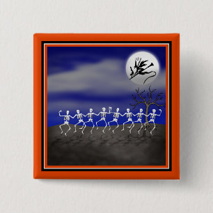 Halloween Moonlit Party Scene Vierkante Button 5,1 Cm