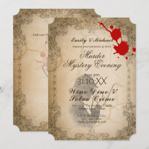 Halloween Moordmysterie Feestje Vintage Calligrafi Kaart
