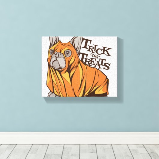 Halloween mops canvas afdruk (Insitu (Houten vloer))