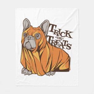Halloween mops fleece deken