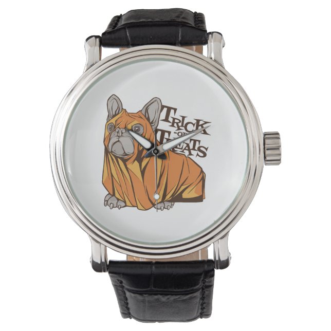 Halloween mops horloge (Voorkant)