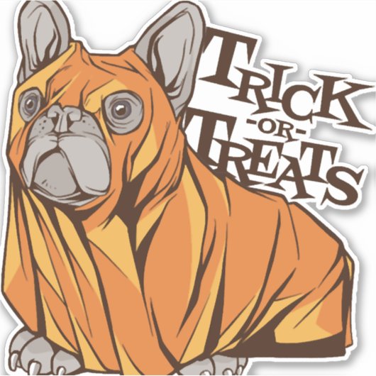 Halloween mops sticker (Voorkant)