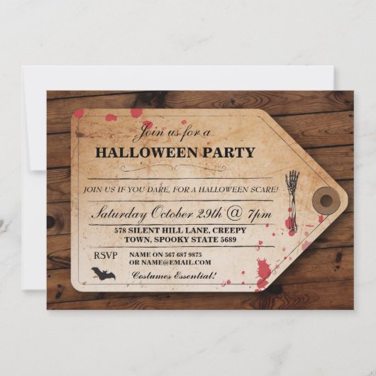 Halloween Morgue Toe Label Ticket Fun Party Invite Kaart (Voorkant)