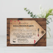 Halloween Morgue Toe Label Ticket Fun Party Invite Kaart (Staand voorkant)