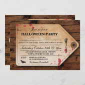 Halloween Morgue Toe Label Ticket Fun Party Invite Kaart (Voorkant / Achterkant)