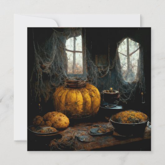 Halloween Motiv mit Kürbis gruseligem Haus. (Voorkant)