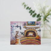 Halloween Mouse Hanging Bat Decorations Waterverf Briefkaart (Staand voorkant)