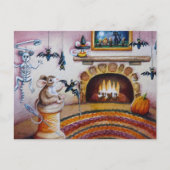 Halloween Mouse Hanging Bat Decorations Waterverf Briefkaart (Voorkant)