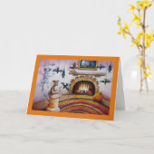 Halloween Mouse Hanging Bat Decorations Waterverf Kaart (Gele Bloem)