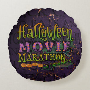 Halloween Movie Marathon in progress markttent Rond Kussen