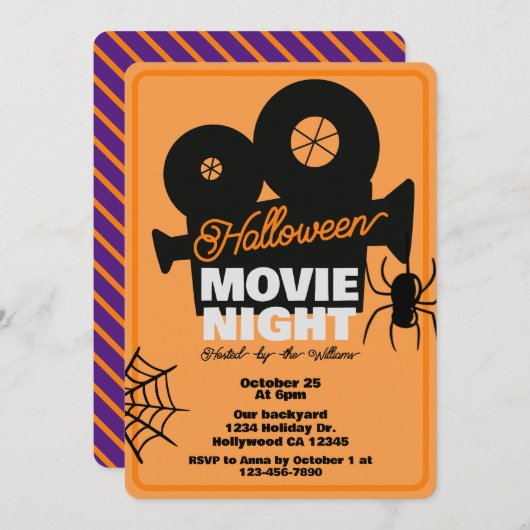 Halloween Movie Night House Party Kaart (Voorkant / Achterkant)