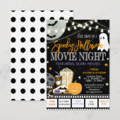 Halloween Movie Night Invitation Kaart (Voorkant / Achterkant)