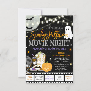 Halloween Movie Night Invitation Kaart