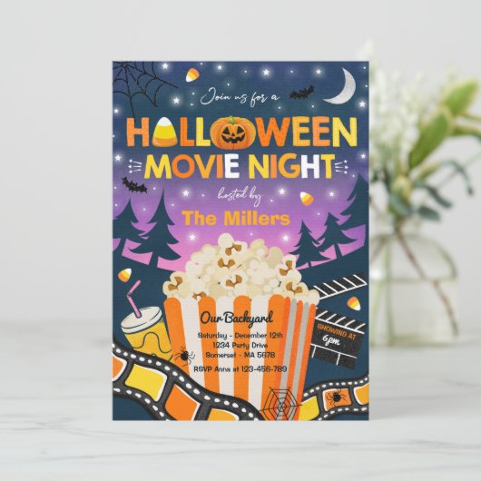 Halloween Movie Night Party Halloween Spooktacular Kaart (Staand voorkant)