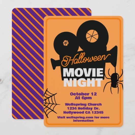 Halloween Movie Night Party Spooktacular Kaart (Voorkant / Achterkant)