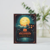 Halloween Movie Night Poster Feestdagenkaart (Staand voorkant)