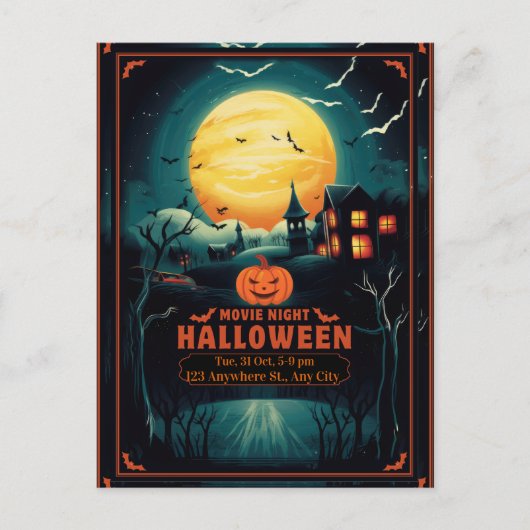 Halloween Movie Night Poster Feestdagenkaart (Voorkant)