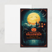 Halloween Movie Night Poster RSVP Kaartje (Voorkant / Achterkant)