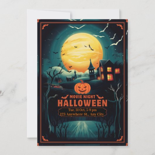 Halloween Movie Night Poster Save The Date (Voorkant)
