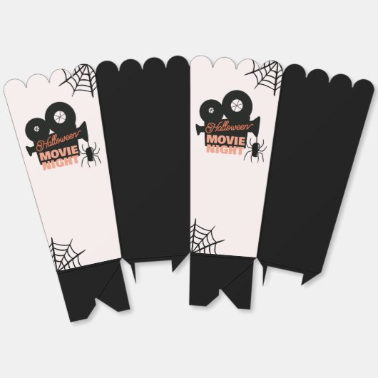 Halloween Movie Night Spooky Zwart en Sinaasappel Bedankdoosjes (Ongevouwen)