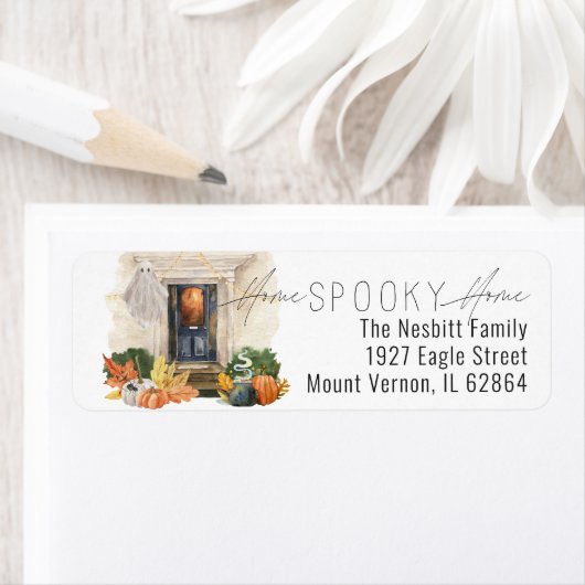 Halloween Moving Announcement Return Address Etiket (Insitu)