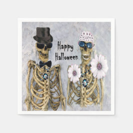 Halloween Mr & Ms Skully skeletons napkins. Servet