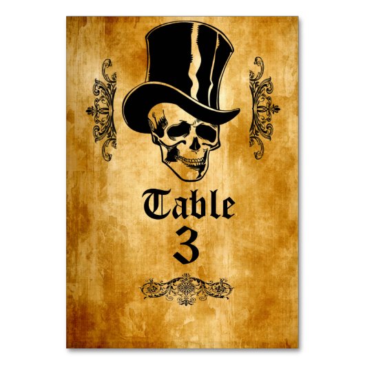 Halloween Mr. Skull Party Tafel Kaarten (Voorkant)