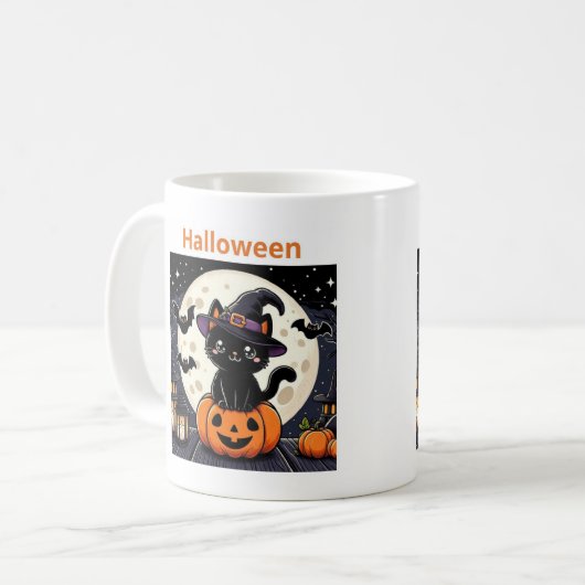 Halloween mugs with a cat theme koffiemok (Voorkant links)