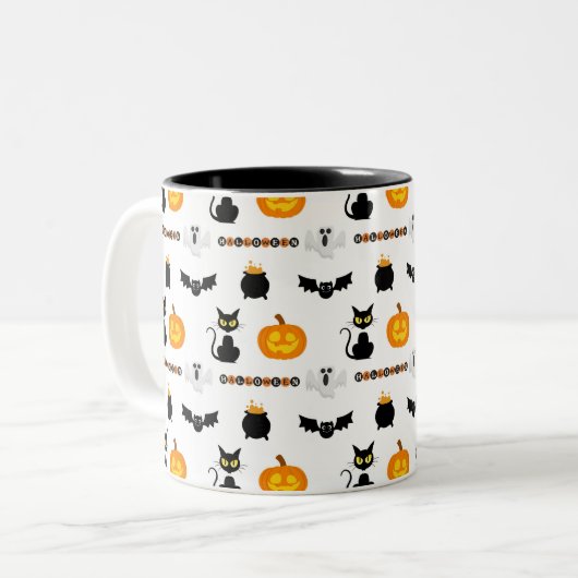 Halloween mugs with a cat theme tweekleurige koffiemok (Voorkant links)