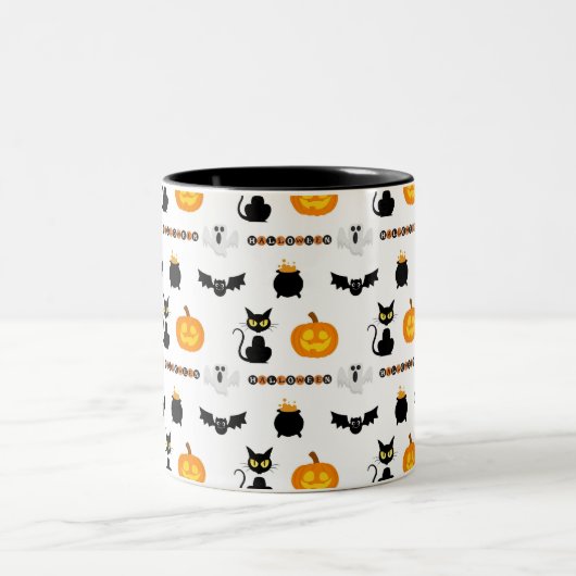 Halloween mugs with a cat theme tweekleurige koffiemok (Center)