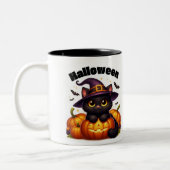 Halloween mugs with a cat theme tweekleurige koffiemok (Links)
