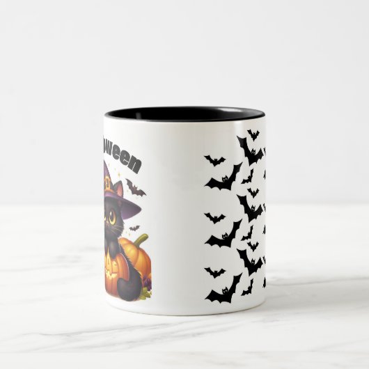Halloween mugs with a cat theme tweekleurige koffiemok (Center)