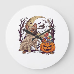 Halloween Mumie Franse Bulldog Pompoen Snoep Heks Grote Klok