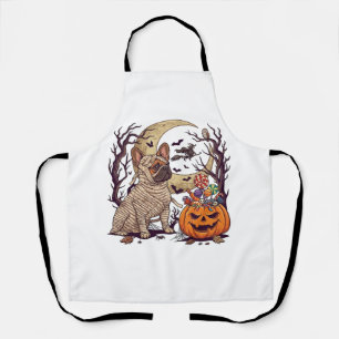 Halloween Mumie Franse Bulldog Pompoen Snoep Heks Schort