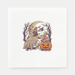 Halloween Mumie Franse Bulldog Pompoen Snoep Heks Servet