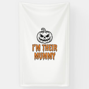 Halloween Mumie Pompoen Vintage Gravure Shirt De Spandoek